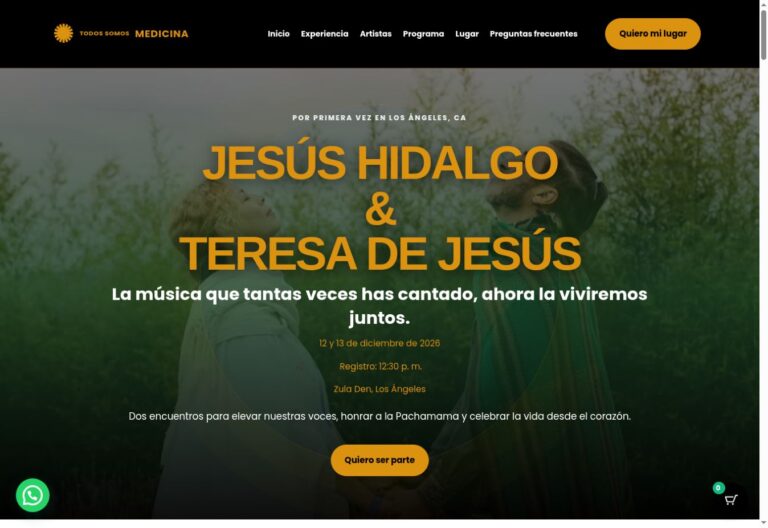 Vista de la landing Todos Somos Medicina, de Jesús Hidalgo y Teresa de Jesús, creada para Lúmina.